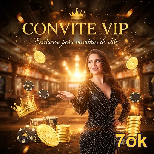 Convite VIP do serviço 7ok, apresentando design elegante e exclusivo.