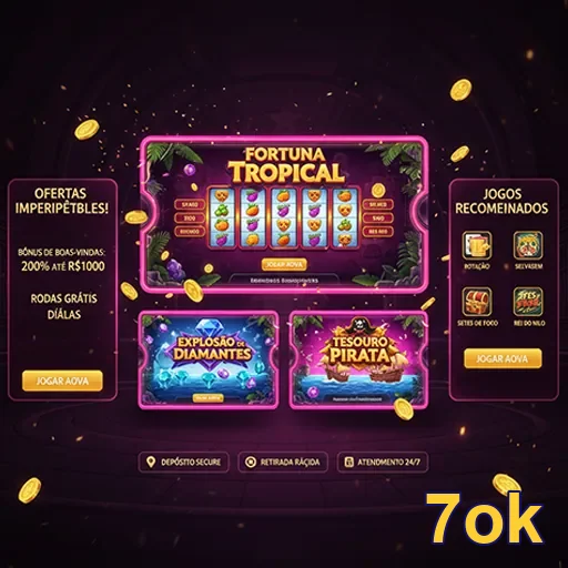 Tela de jogos de slots com diferentes temas vibrantes